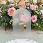 UNIQOOO Frosted Arch Wedding Table Numbers 1-20, Gold Foil Printed 5x7 Acrylic Display Signs and Holders, Pack of 20, Perfect for Centerpiece, Reception, Decoration, Party, Anniversary, Event - Image 6