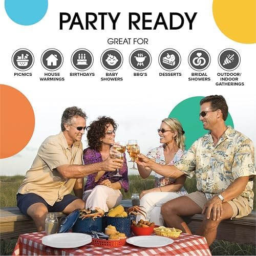 Party Solids Exquisite White Paper Plates Disposable Heavy Duty 200 Pcs - 100-7" & 100-9" White Disposable Plates For Party Heavy Duty 350 GSM For Birthday Supplies - Image 6