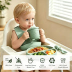 Silicone Baby Feeding Utensils Set for 6+ Months, 17 Pcs, Green - Image 3