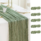 Sioloc 5 Pack Sage Green Cheesecloth Table Runner 120'' x 35'',Spring Easter Decor Soft Gauze Boho Wedding Table Decor for 10ft Table Birthday Party,Baby Shower, Bridal Shower, Home & Event Decor by HEALTHYCOMFORTLIFE