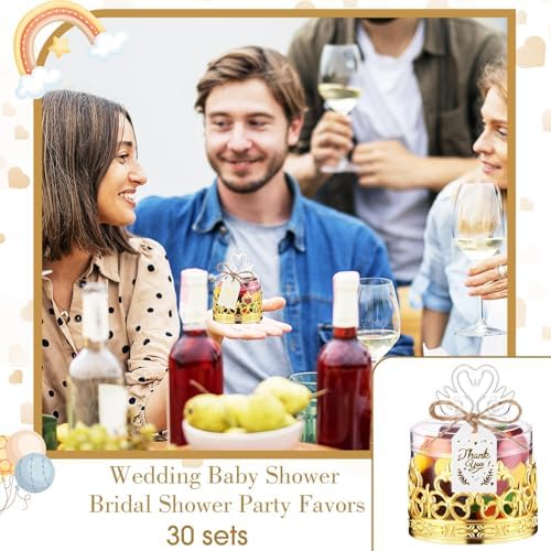 Jingmore 60 Sets Mini Crown Candy Boxes with Thank You Tags and Twine Plastic Candy Containers Storage Boxes Decorative for Wedding Baby Shower Princess Birthday Party Supplies(Gold,Swan) - Image 5