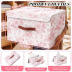 2 Pack Pink Floral Storage Bin with Lids, 17x11x12 Inch - Image 2