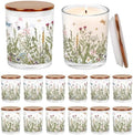 Whaline 12Pcs Wildflower Empty Candle Jar with Lid Floral Glass Container by Whaline