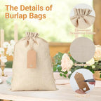 10x14” Burlap Bags, 30Pcs Gift Sacks- With Tags & Strings - Image 3