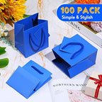Sherr 100 Pcs Blue Mini Paper Gift Bags with Handles, White Tags - Image 6