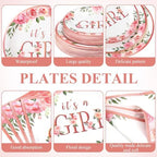 Funnymoom 250 Pcs It's a Girl Baby Shower Decoration for Girl Serves 50 - Image 2