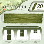 20 Pack Olive Green Cheesecloth Table Runner Wedding Birthday Table Decor - Image 2