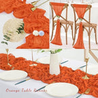 Orange Cheesecloth Table Runner 20 Pack 10FT Boho Fabric Rustic Cheese Cloth Table Runner for Wedding 20 x 120 Inch Long Bridal Shower Baby Shower Gauze Sheer Birthday Party Table Decorations - Image 6