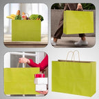 BLEWINDZ 70Pcs Large Paper Bags with Handles, 16x6x12 Inches Avocado Green Paper Shopping Bags for Small Business, Large Kraft Gift Bag Bulk for Grocery Mechandise Retail - Image 3