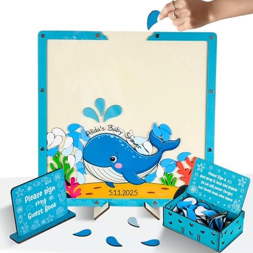 Ocean Whale Baby Shower Guest Book Alternative Drop Box Frame Under the Sea by GIFTSH0PBYHELEN