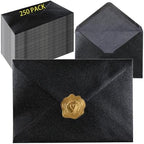 A7 Black 5x7 Envelopes 250Pcs, 120g Pearl Paper with Gold Stickers by Unknown