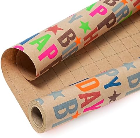 WRAPAHOLIC Jumbo Birthday Wrapping Paper Roll - 30 Inch x 100 Feet Jumbo Roll Colorful Happy Birthday Wrapping Paper for Girls Boys Kids, Baby Shower, Party - Image 3