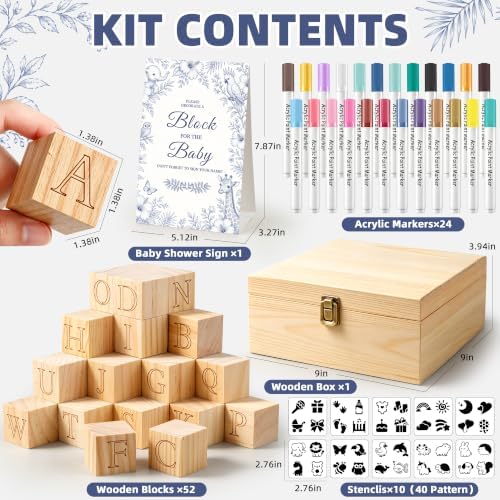 wookidel 118PCS Baby Shower Games Kit, Baby Blocks for Baby Shower - Image 2