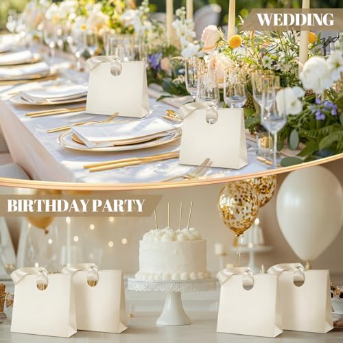 Feifeiya 30 Pcs Small Cream Gift Bags with Ribbon Handles - Image 6