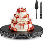 Wenqik 20 Inch Black Cake Stand Set Metal Round Cupcake Dessert Stand with Cake Cutting, Flower Spatula Wedding Cupcake Pastry Display Candy Holder Display for Wedding Party Birthday Baby Shower by Wenqik