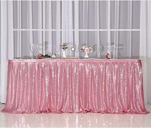 PartyDelight Fuchsia Pink Sequin Table Skirt 14ft Long x 30 Inch High - Image 6