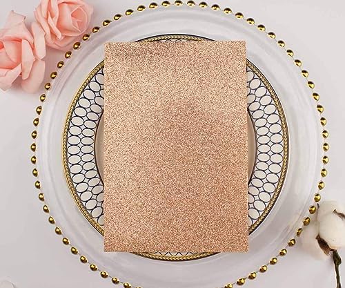 50pcs 5x7 Rose Gold Glitter Wedding Invitations Cards Laser Cut Pocket Invites Covers only, no envelope,no insert for Wedding Quinceanera Bridal Shower Baby Shower Party Invite - Image 2