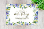 Andaz Press Custom Personalized Disposable Paper Placemats, 12 x 18 Inch, Set of 25, Thank You for Being A Part of Our Story Blue Hydrangea Floral, Tableware, Table Setting for Wedding, Bridal Shower - Image 2