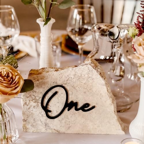 24 Pcs Black Acrylic Cursive Wedding Table Numbers 1-24 by Unknown