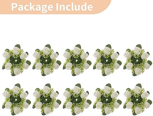 NUPTIO White Flower Wreath for Table Centerpieces, 9.05 Inch, Set of 10 - Image 6