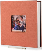 HoneyTolly Large Photo Album Self Adhesive, DIY Scrapbook Album for 3x5 4x6 8x10 Pictures, 60 Pages Linen Cover Memory Book, Ideal Gift for Family Wedding Baby Christmas Anniversary(Orange) by HoneyTolly