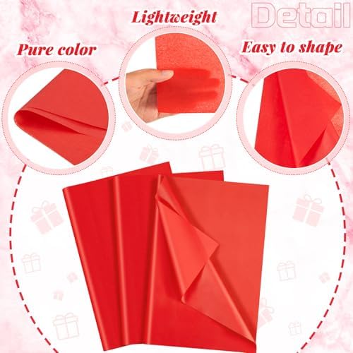500 Sheets Red Tissue Paper Bulk 20 x 30 Inch for Christmas Gift Bags - Image 4