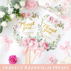 Huwena 50 Sets Wedding Fans for Guests Thank You for Celebrating with Us Fans Hand Fans Handheld Folded Fan Baby Shower Favors for Bridal Bridesmaid Gift Church Dancing(Pink,Floral) - Image 5