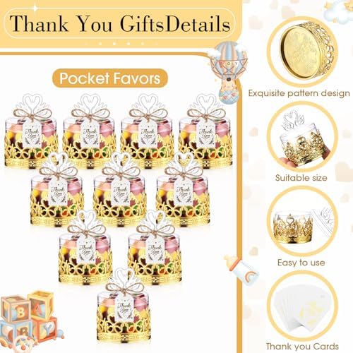 Jingmore 60 Sets Mini Crown Candy Boxes with Thank You Tags and Twine Plastic Candy Containers Storage Boxes Decorative for Wedding Baby Shower Princess Birthday Party Supplies(Gold,Swan) - Image 3