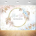 12x8ft Boho Gender Reveal Backdrop Boy or Girl Boho Flowers Gold Spots Photography Background He or She Reveal Party Cake Table Banner Decorations Supplies Photo Studio Props by Tranhiafe