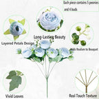 Peonies Artificial Flowers Bouquet, Lifelike Silk Fake Peonies with Stems for Home Table Centerpieces, Wedding, Party & DIY Bridal Floral Arrangements (12, Blue) - Image 5