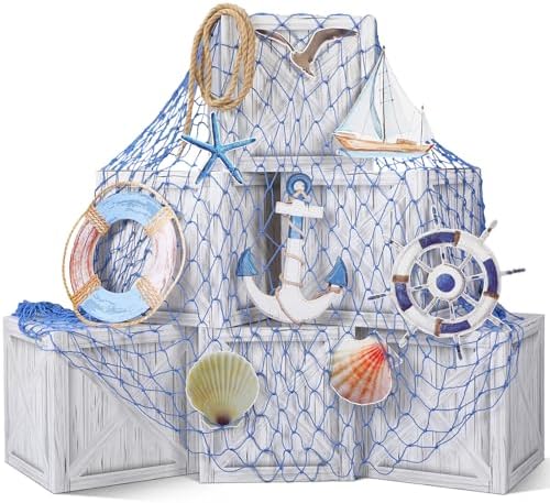 JellyArch 18 Pcs Nautical Party Decor Treasure Chest set, Blue, Nautical by JellyArch
