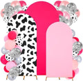 Foilswirl 34 Pieces Disco Cowgirl Party Decorations Cowgirl Arch Covers 4ft 5ft 6ft Pink Spandex Backdrop Covers Hot Pink Silver Balloon Disco Foil Balloons for Birthday Bachelorette Wedding Party by Foilswirl