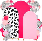 Foilswirl 34 Pieces Disco Cowgirl Party Decorations Cowgirl Arch Covers 4ft 5ft 6ft Pink Spandex Backdrop Covers Hot Pink Silver Balloon Disco Foil Balloons for Birthday Bachelorette Wedding Party by Foilswirl