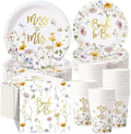 Pickmesh 250 Pcs Wildflower Bridal Shower Decorations Floral Miss to Mrs Plates and Napkins Sets Bride to Be Disposable Paper Tableware Set for Wedding, Engagement, Bachelorette Party, Serves 50 by Pickmesh