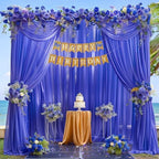 10ft x 10ft Royal Blue Backdrop Curtains, Wrinkle-Free Sheer Chiffon Fabric Photo Backdrop Drapes for Wedding Arch Party Ceremony Stage Photography Decorations - Image 6