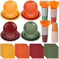 Yaomiao 168 Pcs Fall Party Supplies Autumn Dinnerware Plates Cups Napkin by Yaomiao