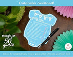 Party Hearty Baby Shower Games, Guess Who Mommy or Daddy - Blue Onesie (Pack of 2) - Image 4