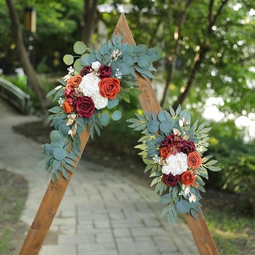 Artificial Burnt Orange Wedding Arch Flower Floral Swags Set of 2 - Image 3