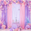Mermaid Backdrop Curtain 15ftx10ft - White Pink Lavender Satin Drapes by SoarDream