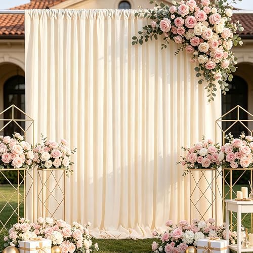 Beige Backdrop Curtains 10ftx10ft Wedding Polyester Photo Drapes by SoarDream