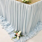 Pooling and Floating Chiffon Table Skirt with extra length, 6FT 9FT 14FT Sheer Tablecloth, Baby Shower, Birthdays Party, Main Cake Table Decoration, Wdding Table Skirt (Blue, 14FT) - Image 5