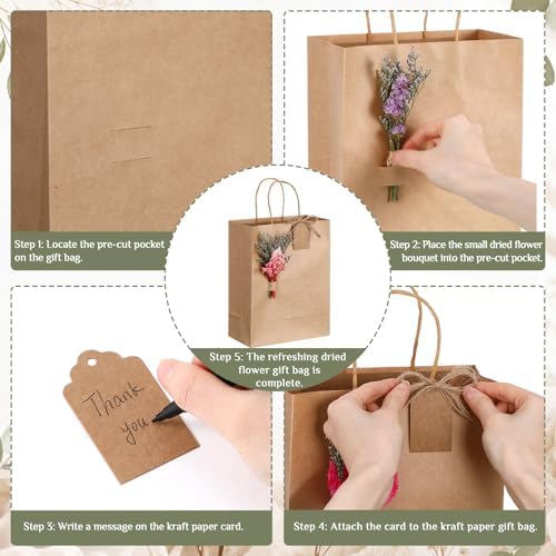 Kolldenn 24 Pack Rustic Gift Bags with Dried Flowers Bridal Shower - Image 6