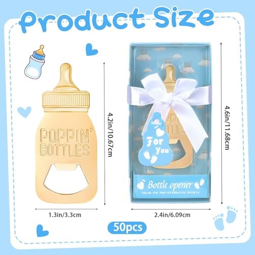 24 Packs Poppin Bottle Openers for Baby Shower Favors,Gifts,Decorations and Souvenirs (Blue, 24) - Image 2