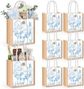 Abbylike 8 Pcs Bachelorette Gift Bags Burlap Bridesmaid Party Favor Bags with Handle Blue Reusable Canvas Beach Goodie Tote Bag for Bachelorette Bridal Last Toast on The Coast Party Decor by Abbylike