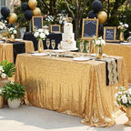 SoarDream Gold Sequin Tablecloth 90"x132" Wedding Glitter Table Cloth - Image 4