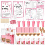 Dunzoom 461 Pcs Funny Baby Shower Games with Prize for Guest Winner, Pink by Dunzoom