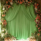 16x10FT Sage Green Backdrop Curtains for Wedding Parties, Wrinkle Free Polyester Photography Backdrop Drapes for Wedding Baby Shower Birthday Parties Stage Background Stand Decorations 4x10ft,4 Panels by Partisky