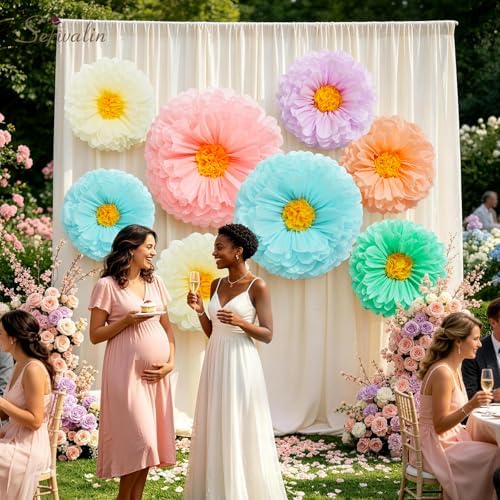 Serwalin 8 Pcs 31.5*24*20" Pastel Giant Paper Flowers Decorations for Wall - Image 4