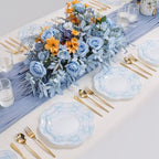 LIYH 60Pcs Blue Bow Scalloped Plastic Plates Set for Bridal Shower Party - Image 4