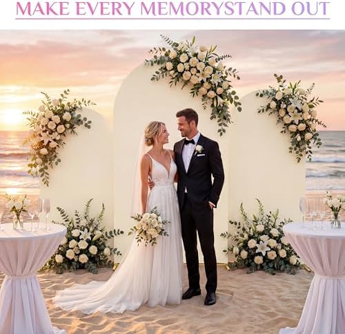 Set of 3 Metal Arch Backdrop Stand with Cover Set, (7.2FT, 6.6FT, 6FT Wedding Arch and Cover Set), Backdrop Arch for Party, Baby Shower, Birthday, and Graduation Ceremony - Image 2
